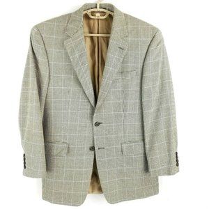 Ralph Lauren Gray Houndstooth Blue Windowpane Two Button Blazer Jacket Mens 40R
